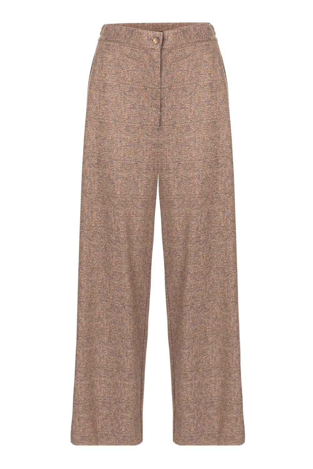 Pantalon long, coupe ample, camel et gris