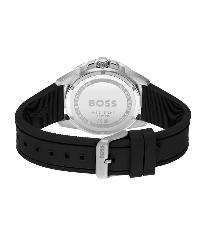 Boss - Ace - Man - Zwarte Band -  Zwarte Wijzerplaat - Zilveren Kast - 43 Mm - 20 Atm