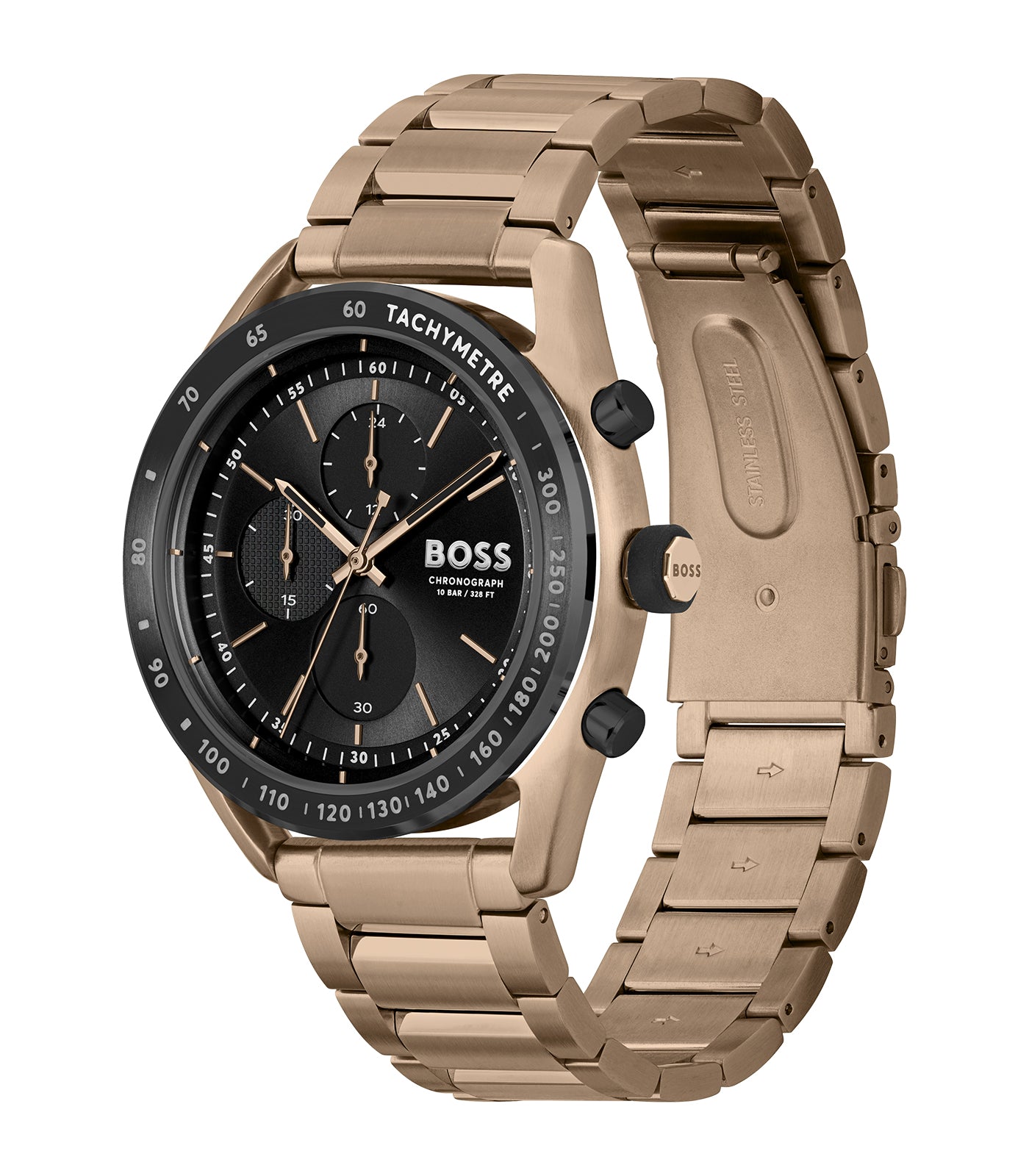 Boss - Center Court - Man - Chrono Armband PVD Beige - Beige PVD Kast - Zwarte Wijzerplaat