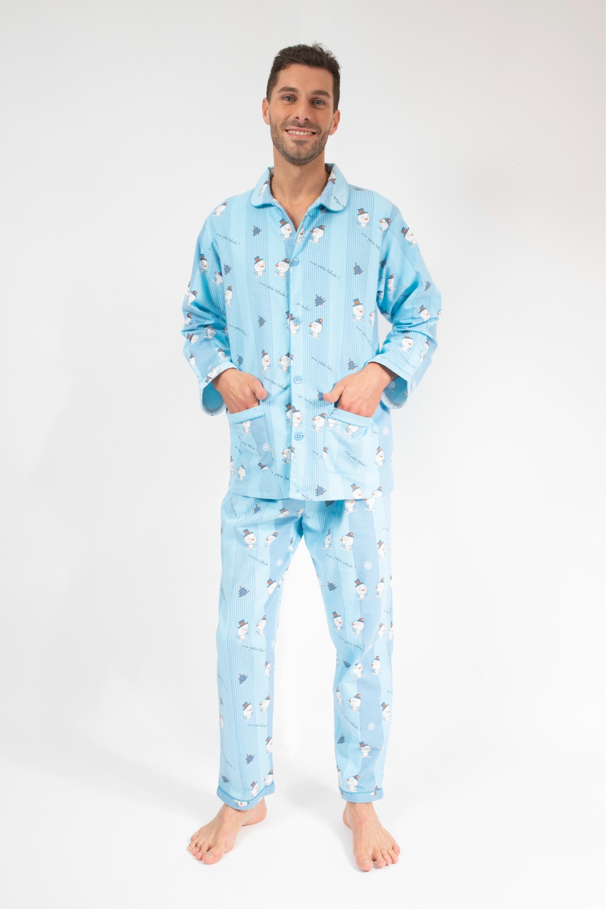 Flanellen Pyjama Man Sky Blue