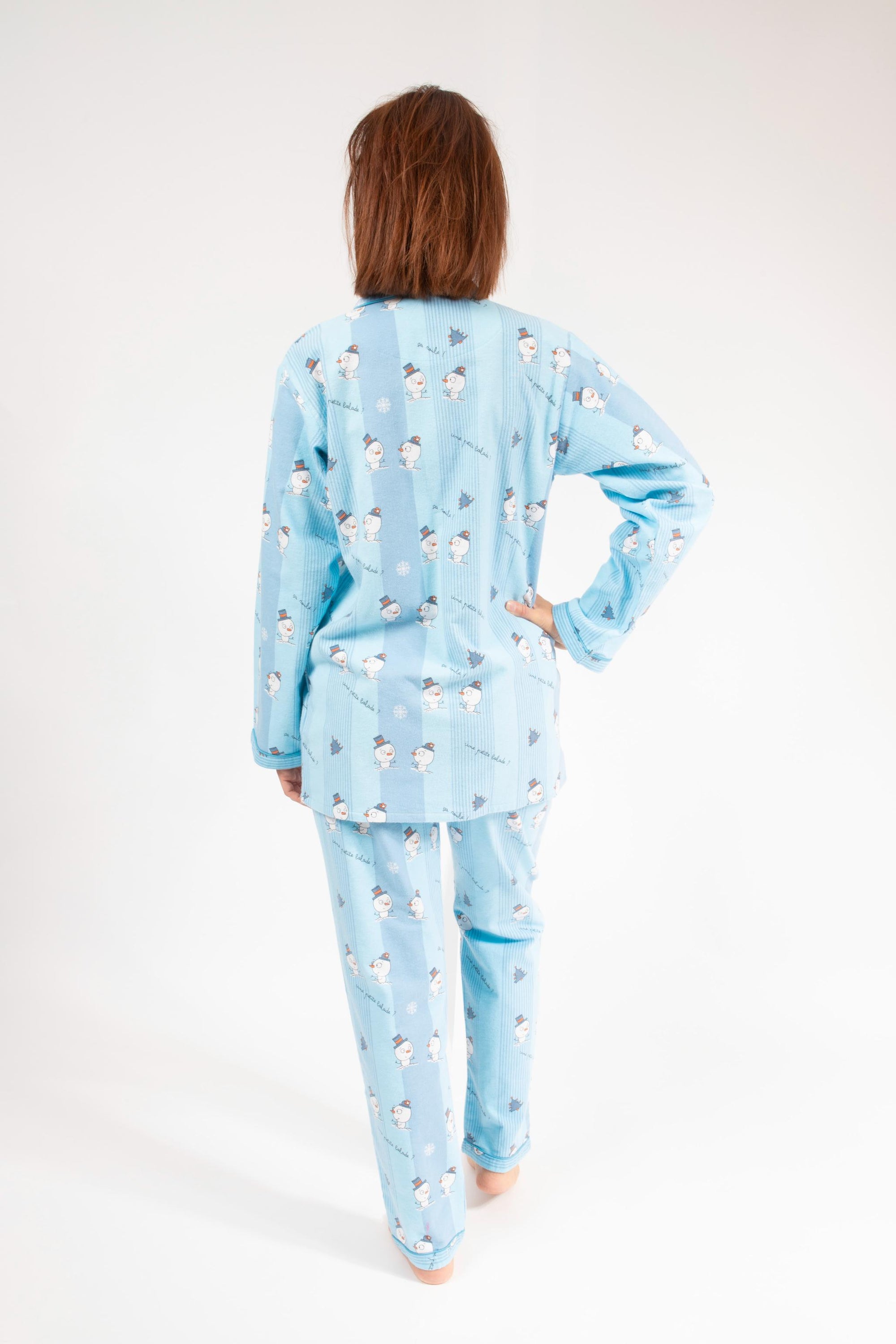 Flanellen Pyjama Vrouw Sky Blue