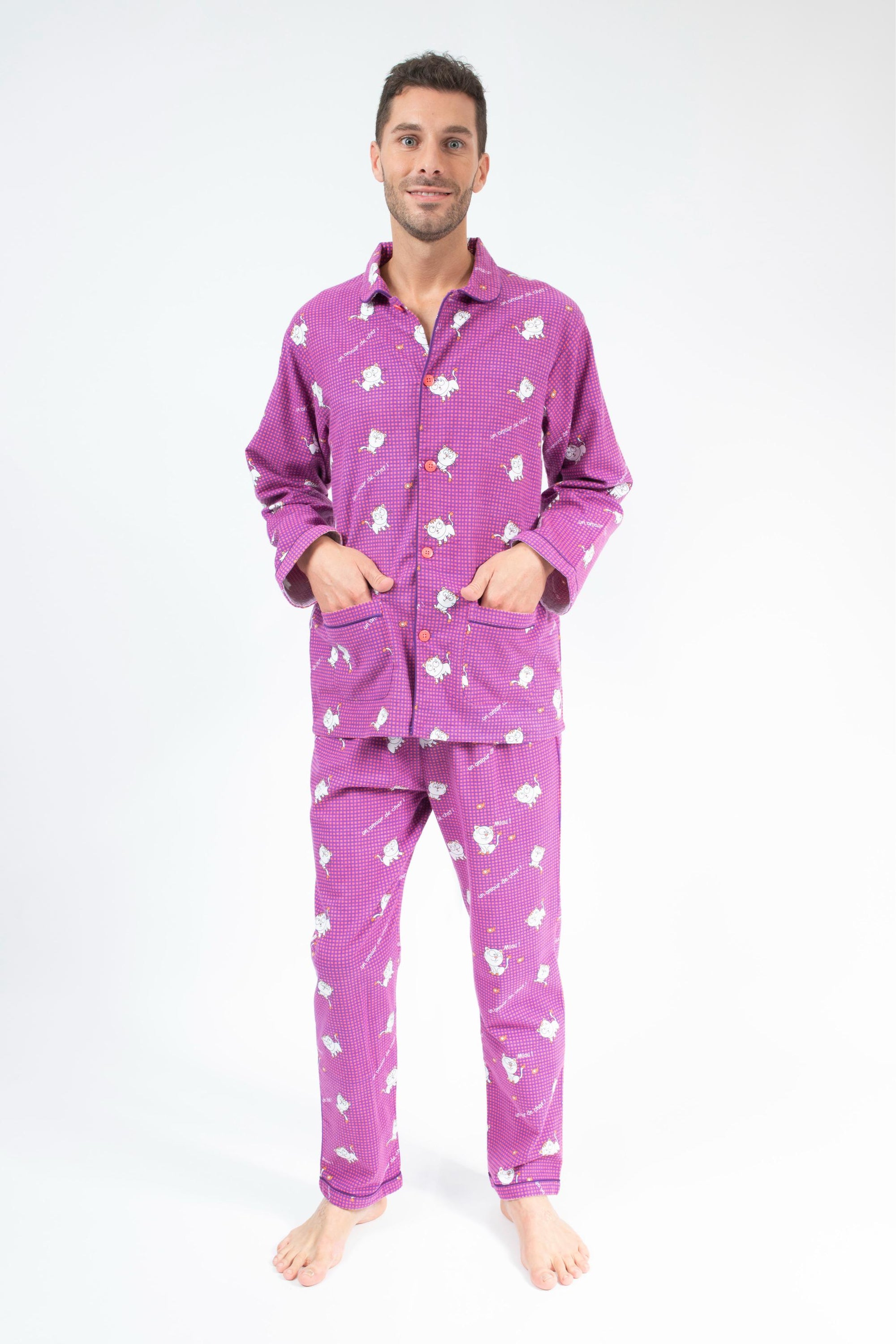 Flanellen Pyjama Man Mallow/Purple