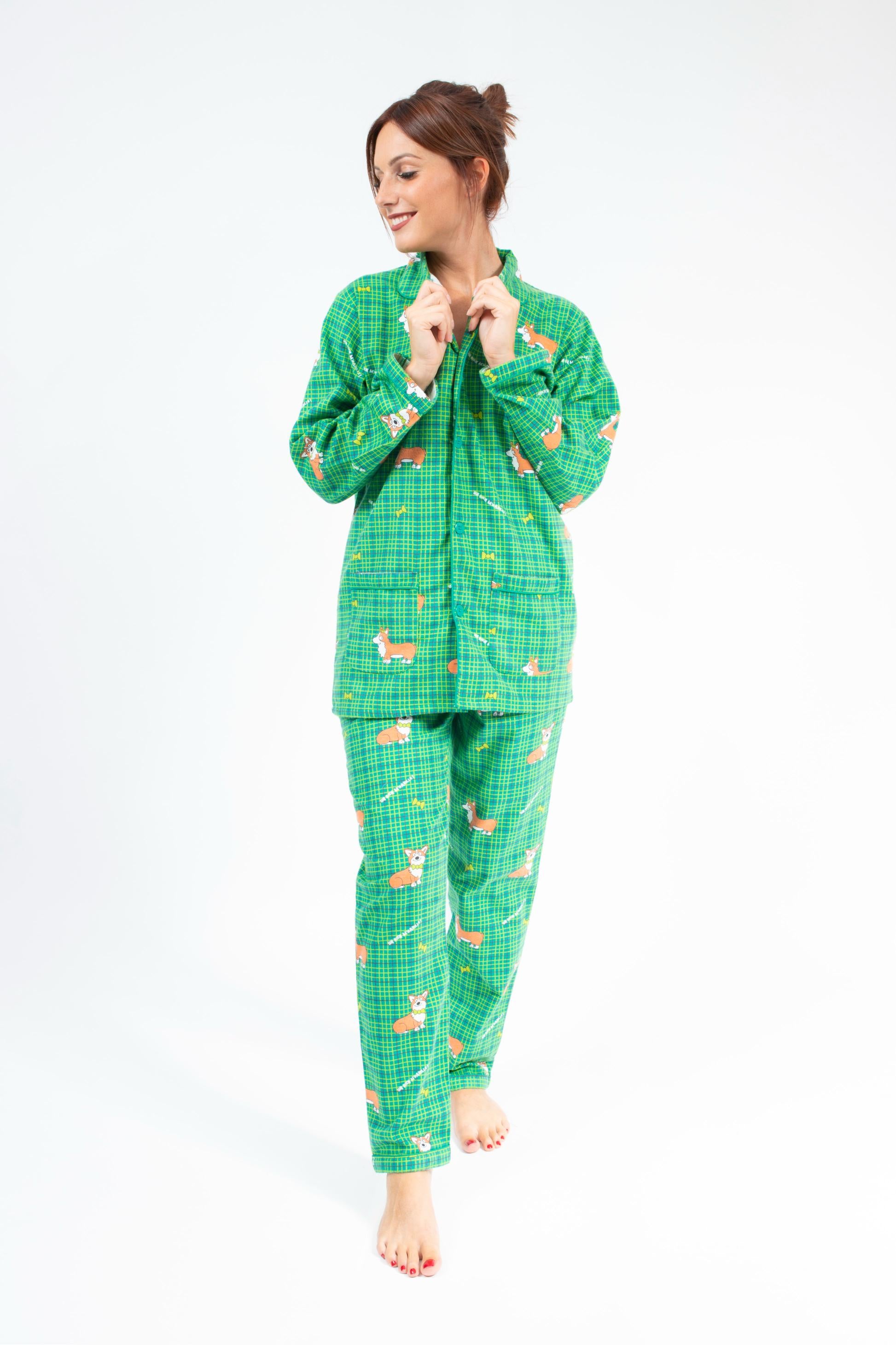 Flanellen Pyjama Vrouw Green