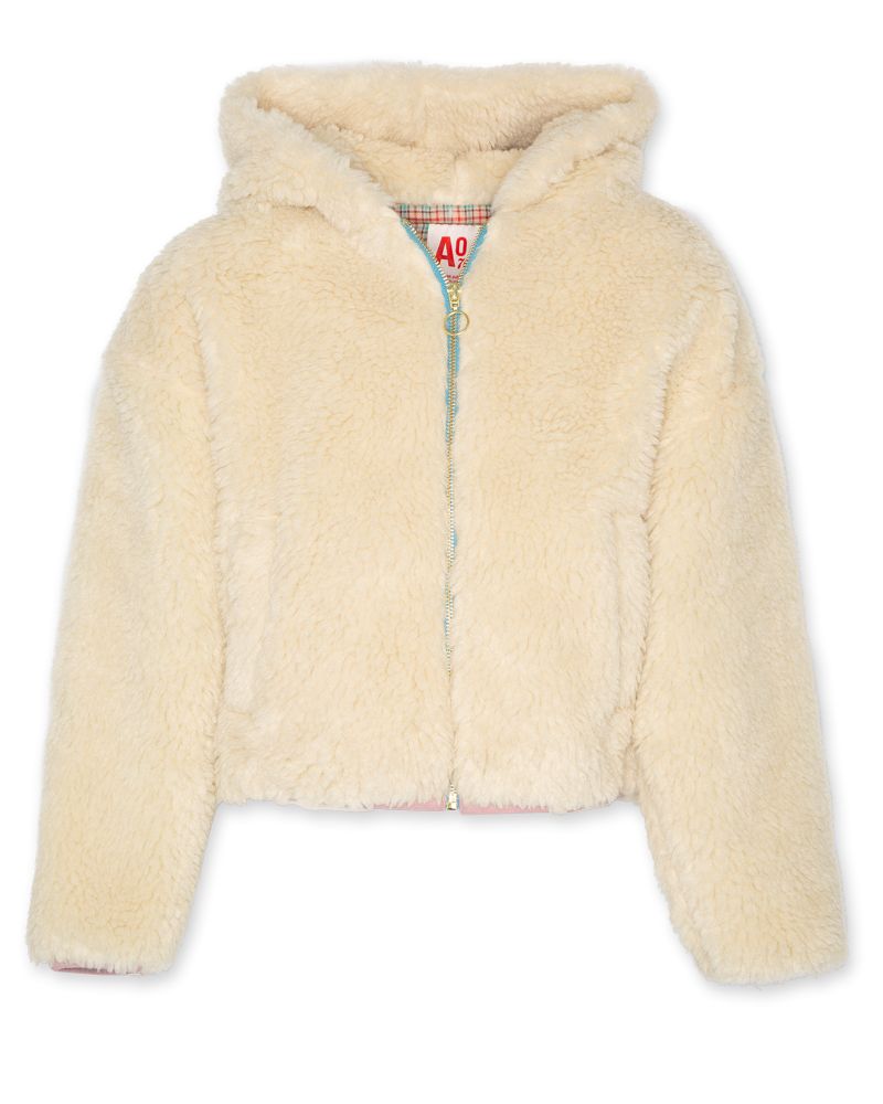 Girls - Sweaters - Viviane Hoody Zip Fur - Dark Natural