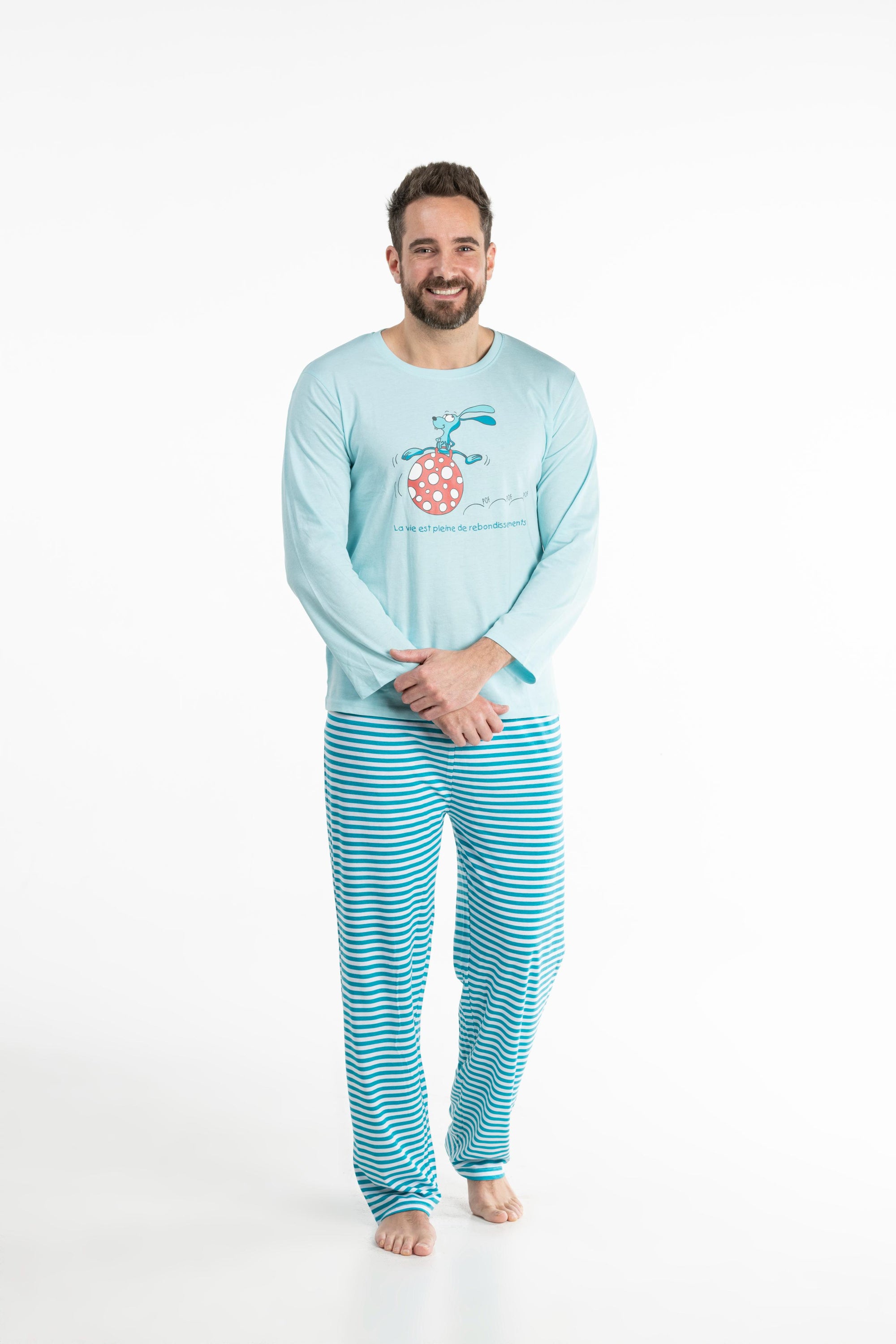 Lange Pyjama - Man - Helder Blauw Water