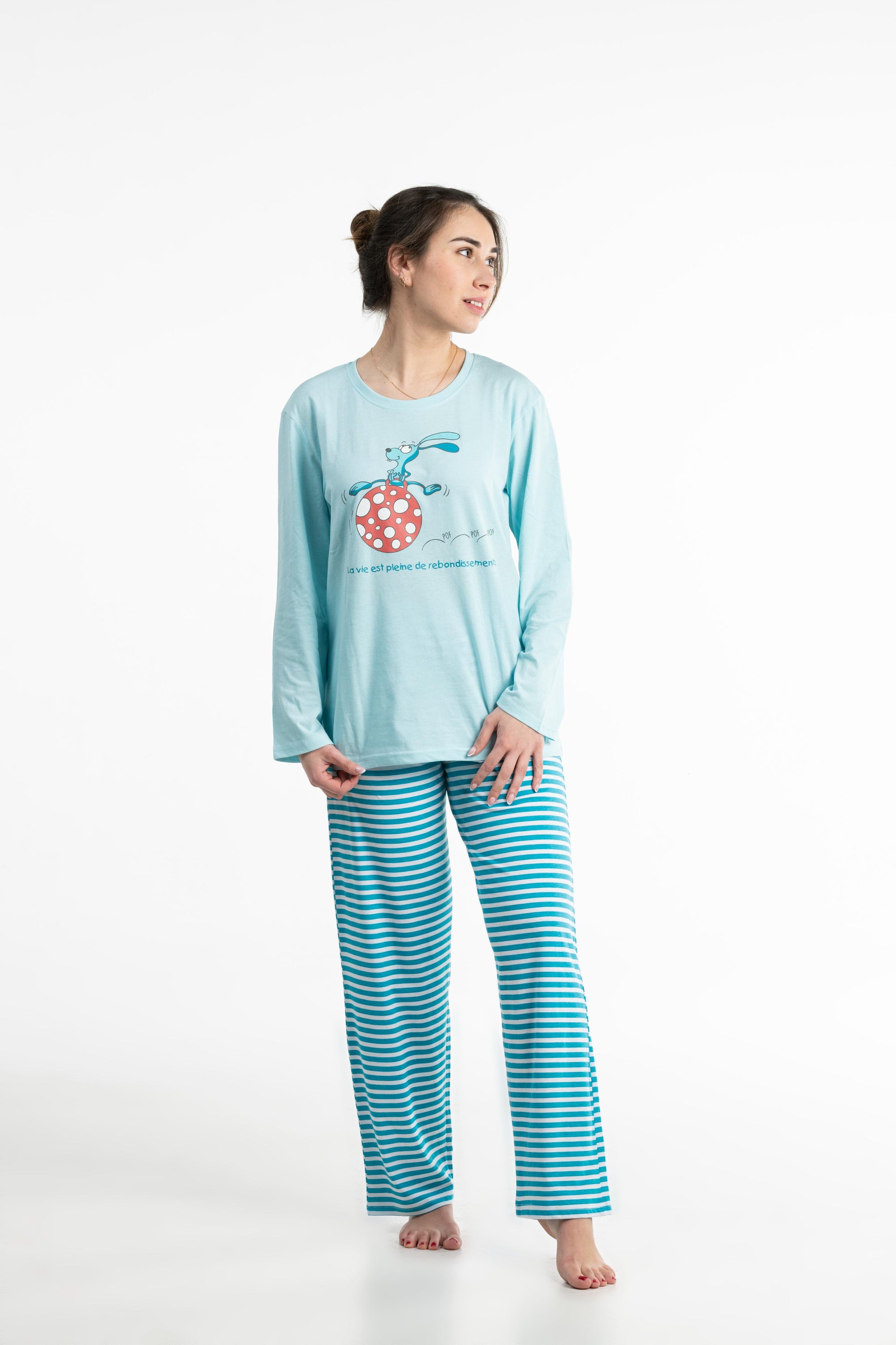 Lange Pyjama - Vrouw - Helder Blauw Water