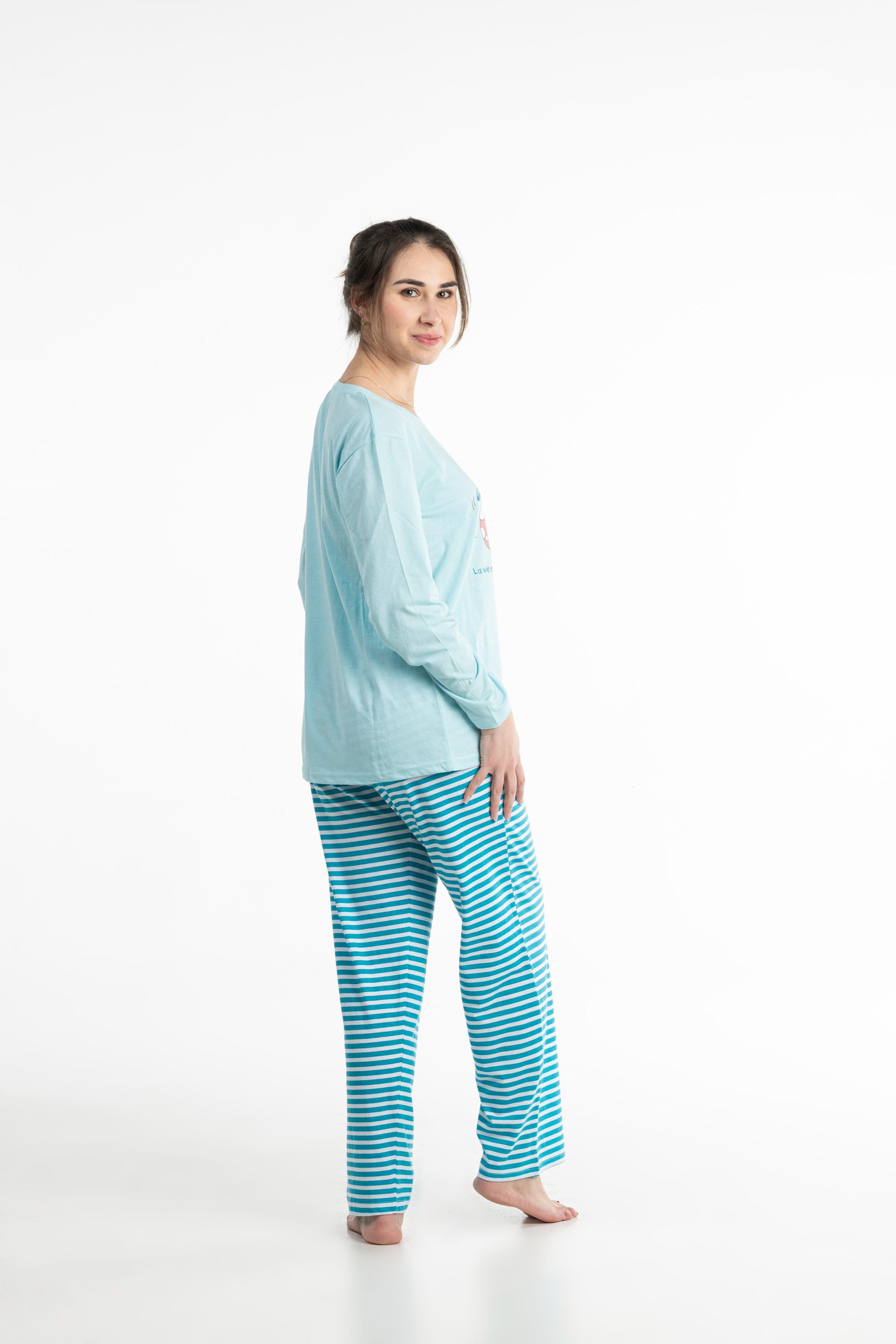 Lange Pyjama - Vrouw - Helder Blauw Water