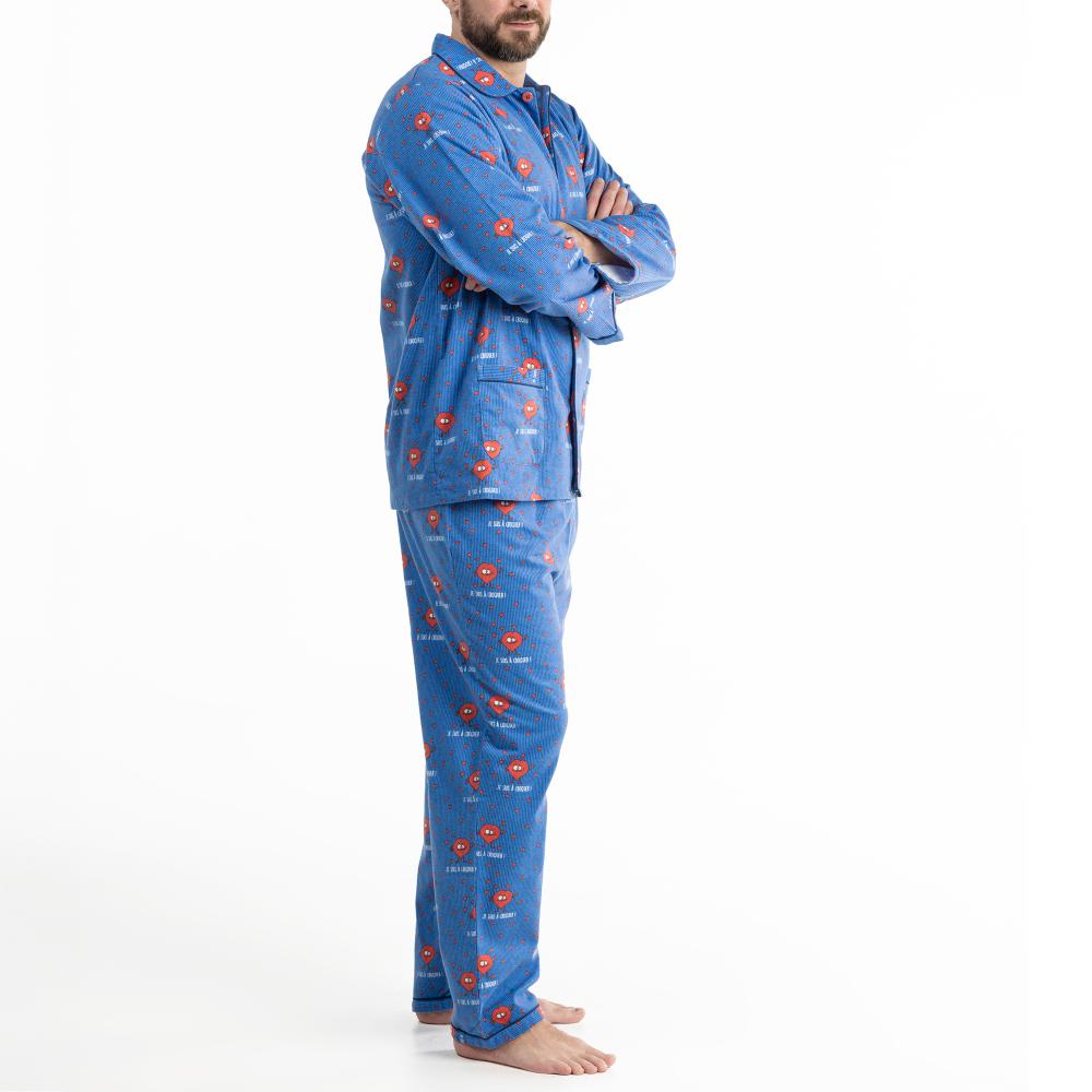 Lange Pyjama - Man - Bleu À Ligne