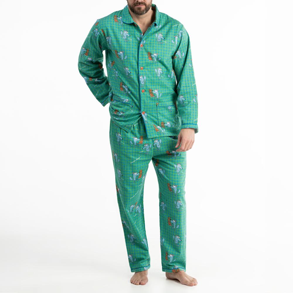 Lange Pyjama - Man - Bleu/Vert