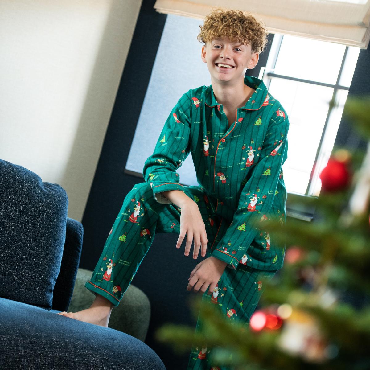 Lange Pyjama - Gemengd Kid - Vert Sapin