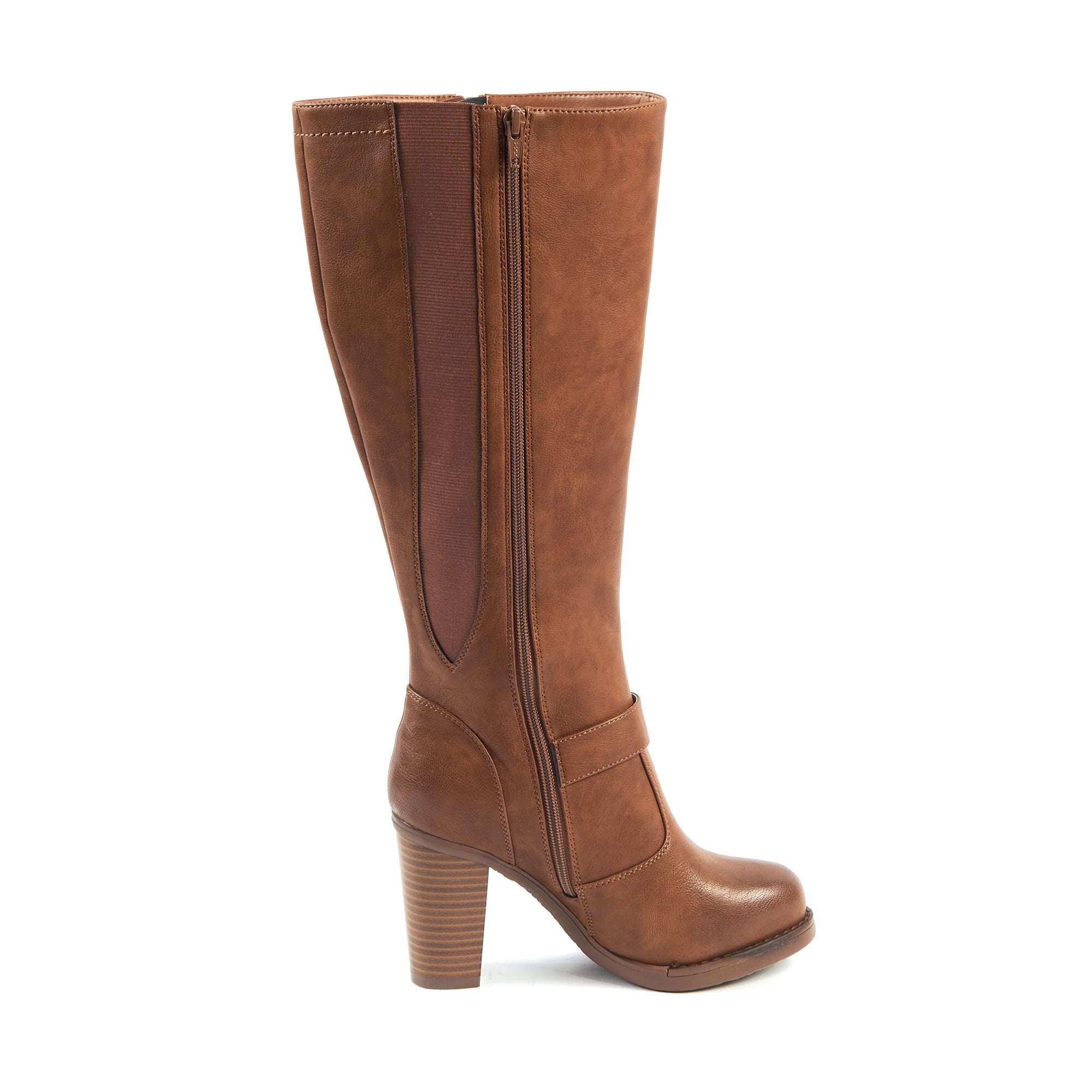 Bottes XL pour mollets larges - Modele Kamilla - Cognac