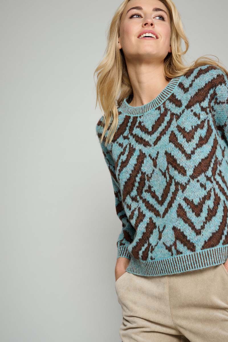 Pull - Turquoise - PU87/TUR+BRO+COF