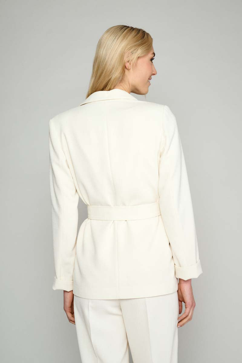 Ecru Blazer In Structuurstof - Cream