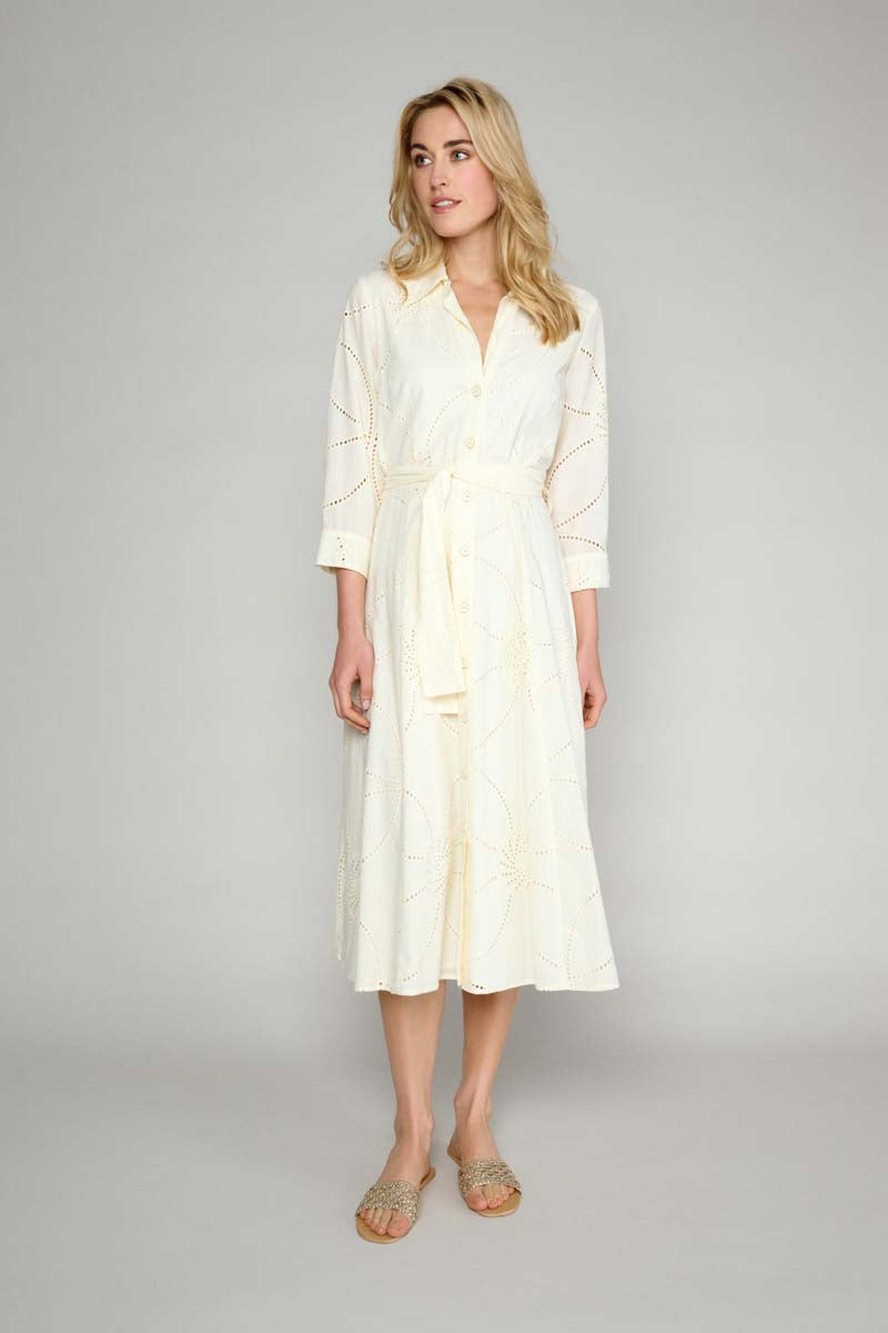 Ecru Hemdjurk In Broderie Anglaise - Cream