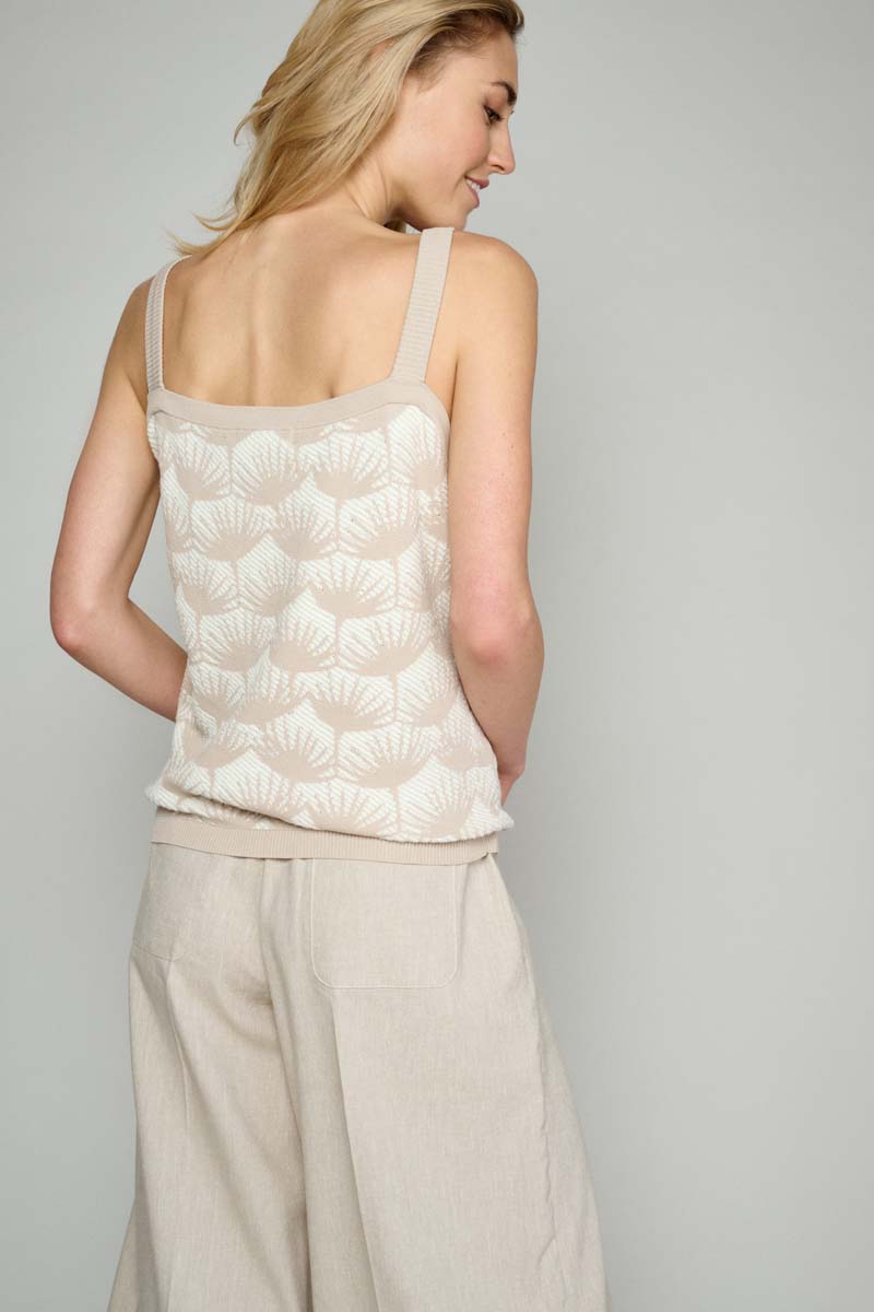 Gebreide Top In Jacquard - Cream