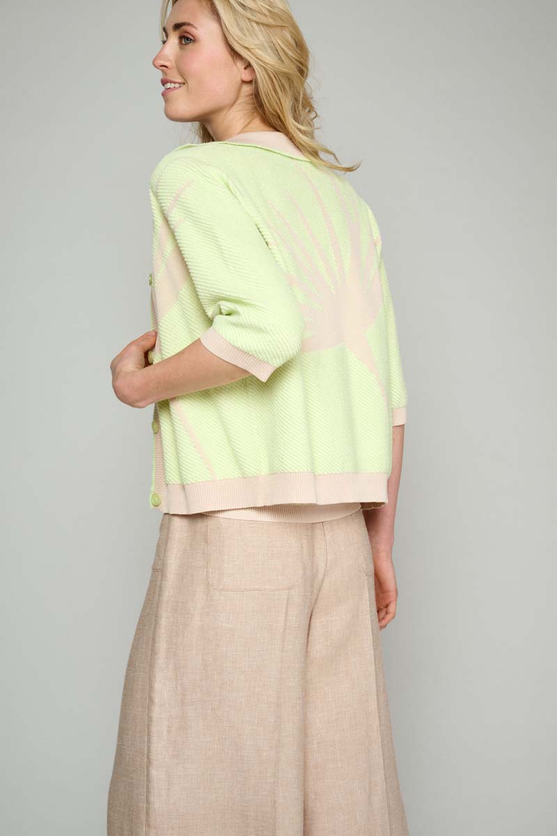 Groene Cardigan In Jacquard - Beige