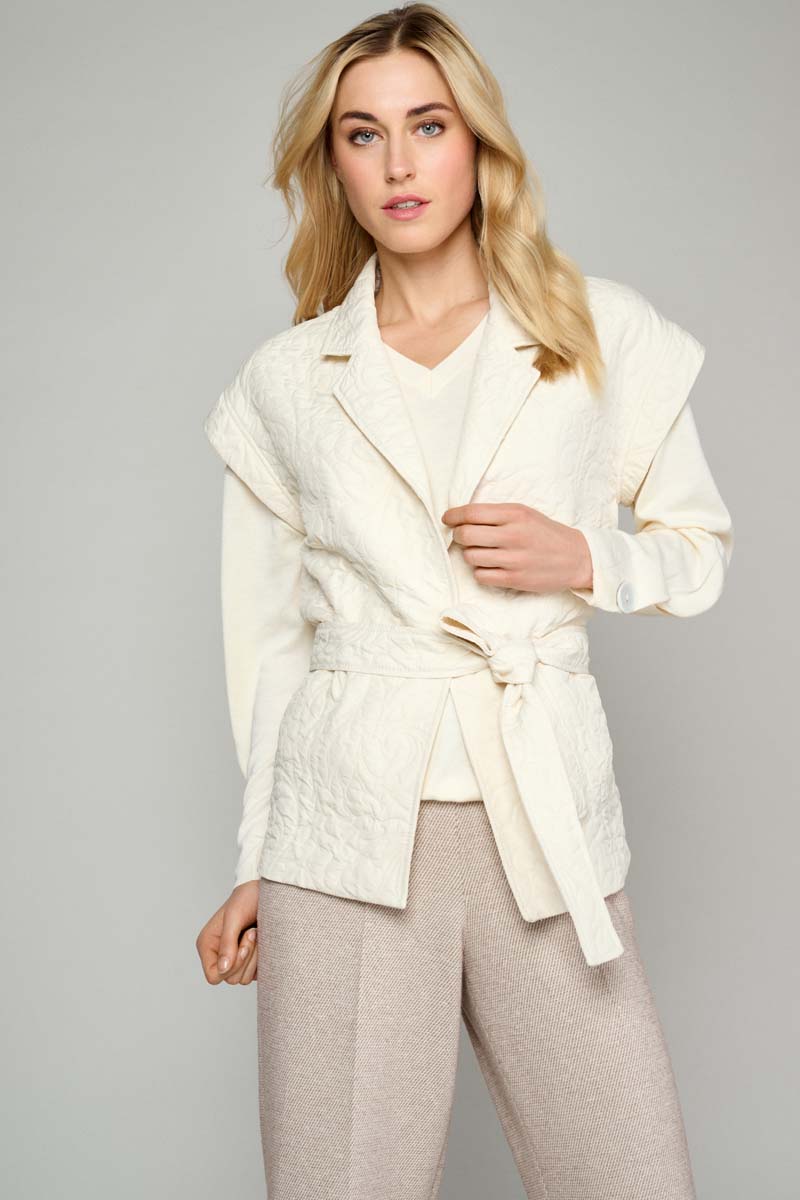 Ecru Pull Met V-Hals En Detail  - Cream