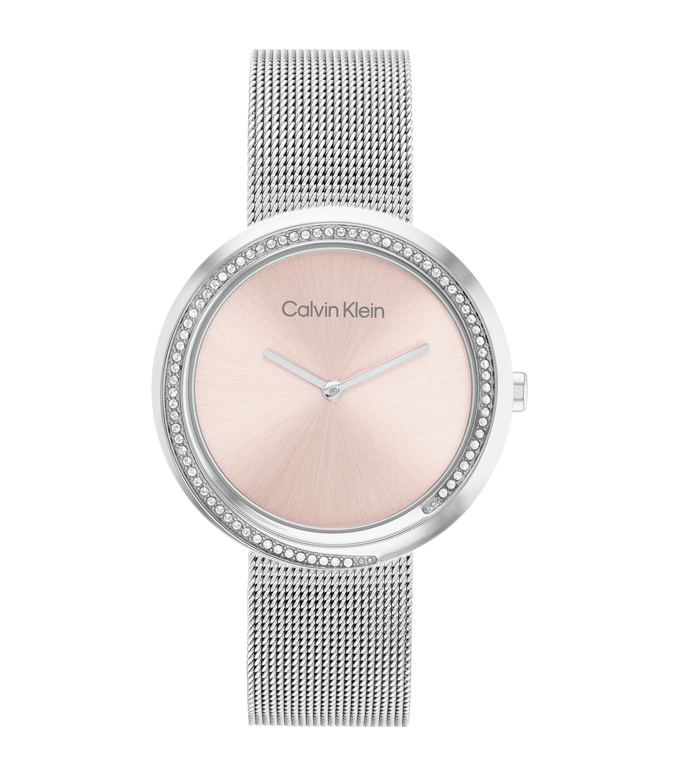 Calvin Klein - Sculptural - Vrouwen - Zilveren Armband - Roze Wijzerplaat - Zilveren Kast