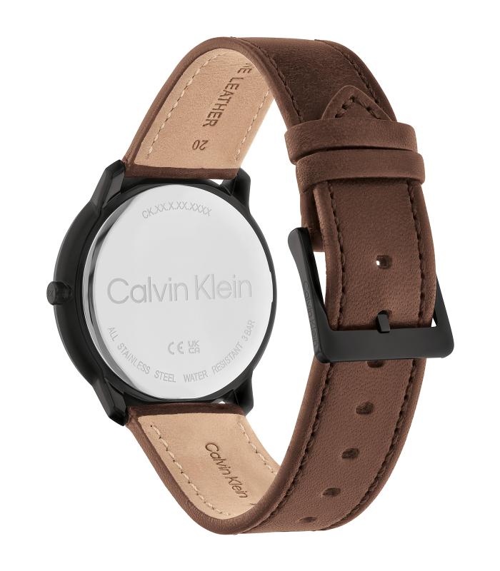 Calvin Klein - Timeless - Man - Bruine Band - Zwarte Wijzerplaat - Zwarte Kast