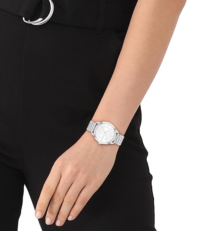 Calvin Klein - Timeless - Vrouw - Zilveren Armband - Witte Wijzerplaat - Zilveren Kast