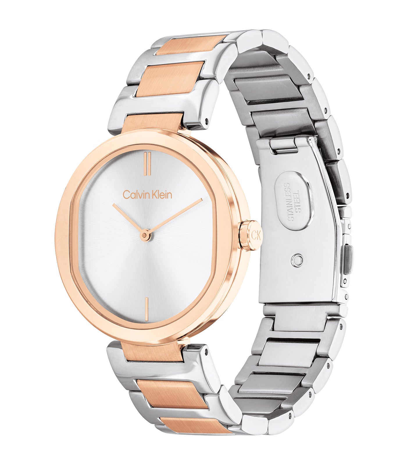 Calvin Klein - Timeless - Vrouwen - Bicolor Armband - Bicolor Kast - Zilverkleurige Wijzerplaat