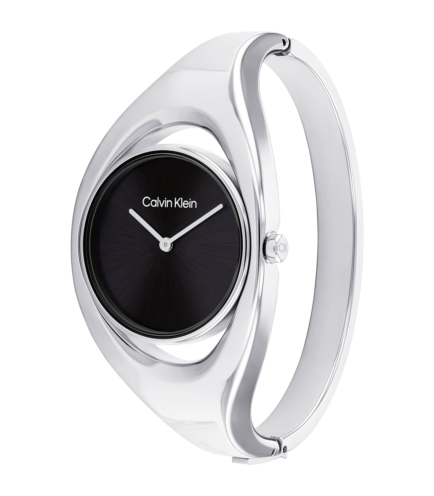 Calvin Klein - Sculptural - Vrouwen - Roestvrijstalen Armband - Stalen Kast - Zwarte Wijzerplaat