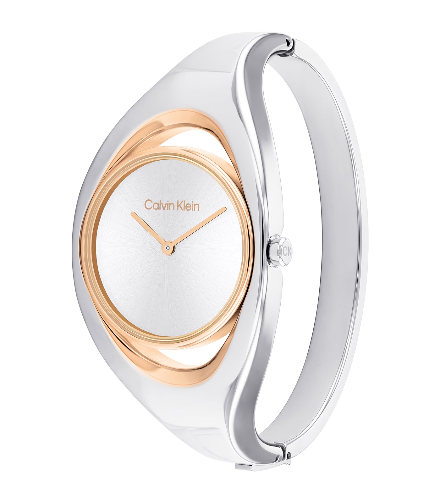 Calvin Klein - Sculptural - Vrouwen - Stalen Armband - Kleurige Kast - Zilverkleurige Wijzerplaat