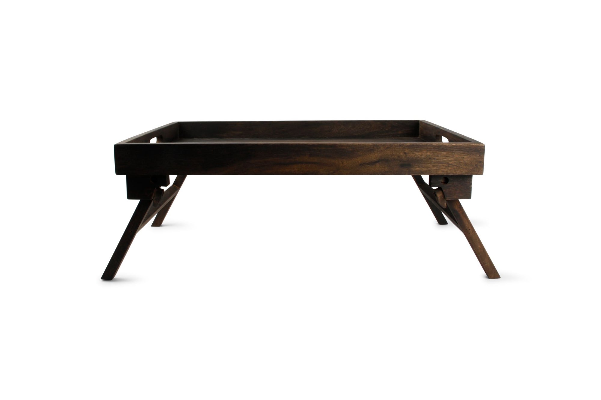 S&P - Plateau 60x40xh10cm Sur Pied Bois Noir Rural