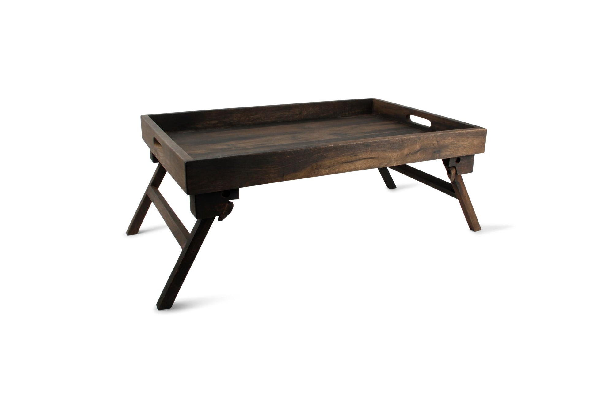 S&P - Plateau 60x40xh10cm Sur Pied Bois Noir Rural