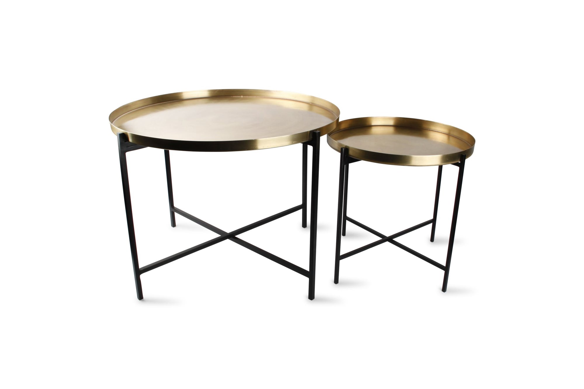 S&P - Bijzettafel geborsteld goud Patio - set/2