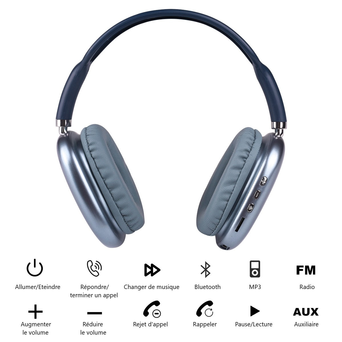 Casque Sans Fil Bluetooth - Bleu Glacial