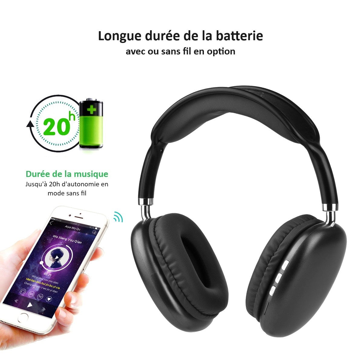 Casque Sans Fil Bluetooth - Noir