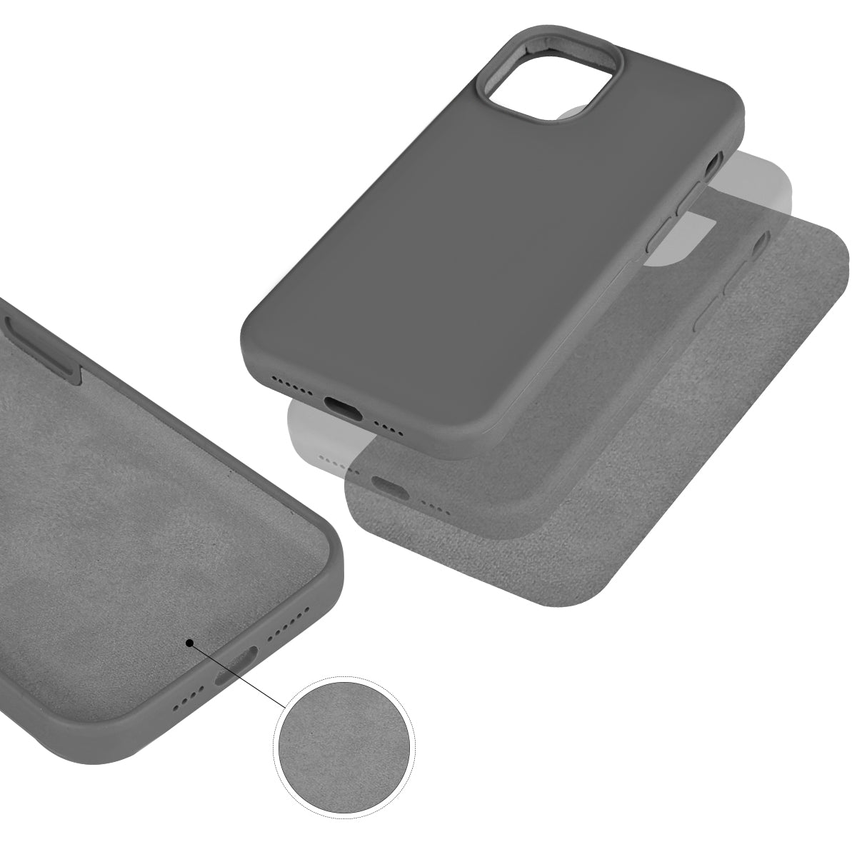 Hardcase Voor Iphone 12 Pro Max Van Silicone - Grafiet