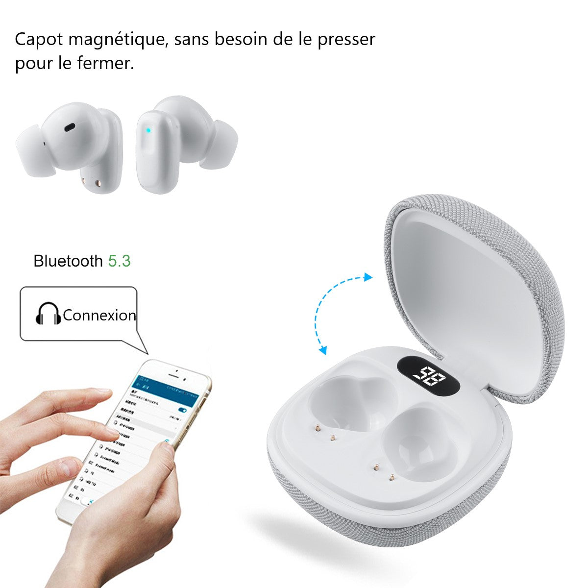 Bluetooth Oordopjes Met Ruisonderdrukking - Wit