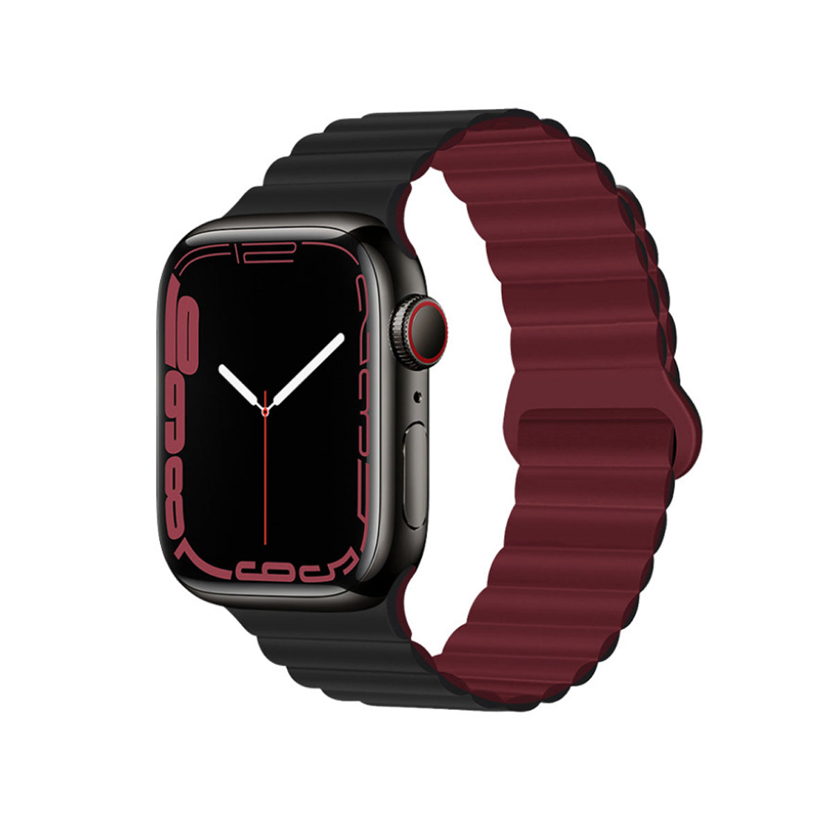 Armband Compatibel Met Apple Watch 38/40/41 Mm - Zwart/Wijn