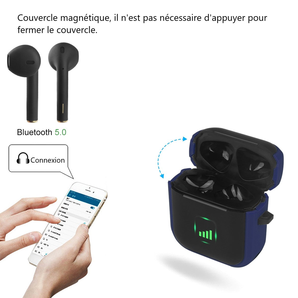 Ecouteurs Bluetooth Sans Fil - Bleu