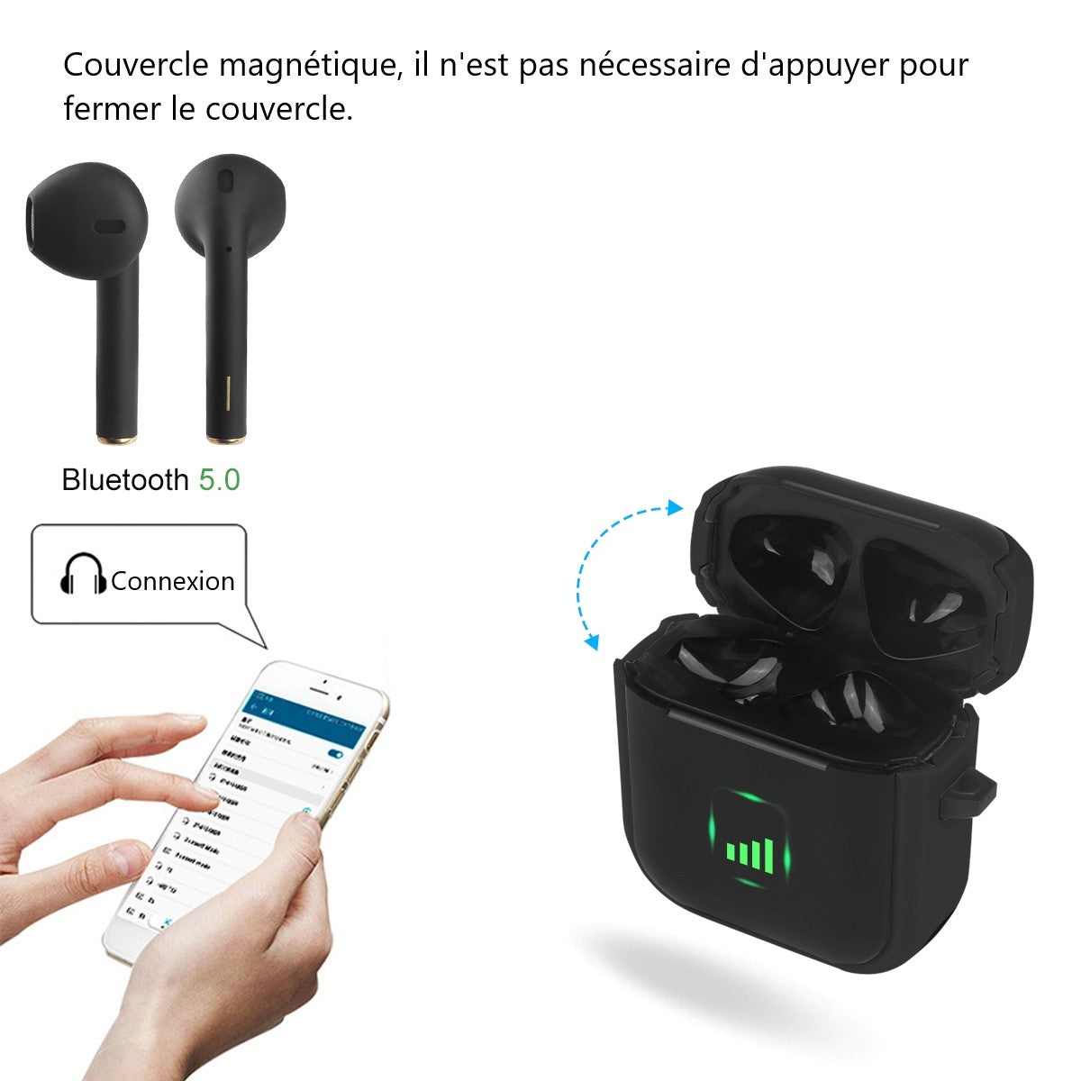 Ecouteurs Bluetooth Sans Fil - Noir