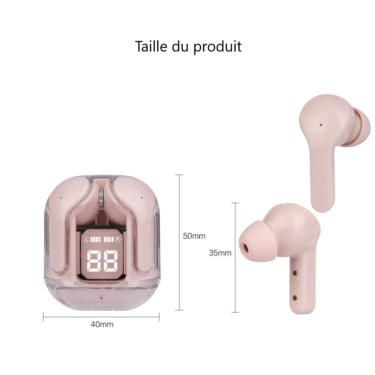 Ecouteurs Bluetooth Sans Fil - Rose