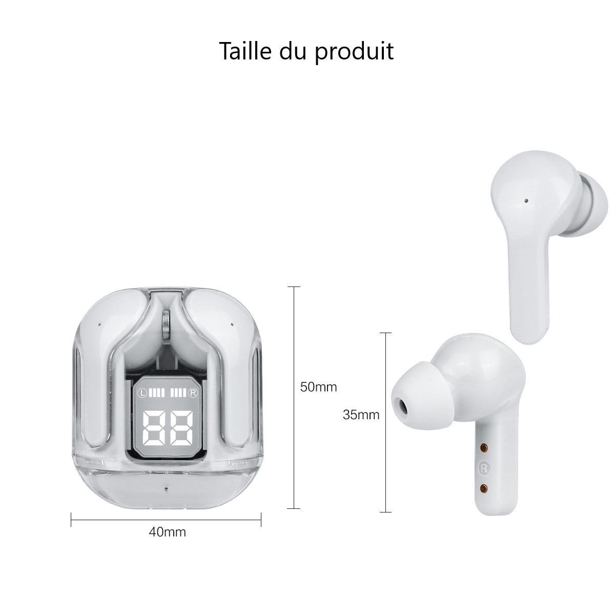 Ecouteurs Bluetooth Sans Fil - Blanc