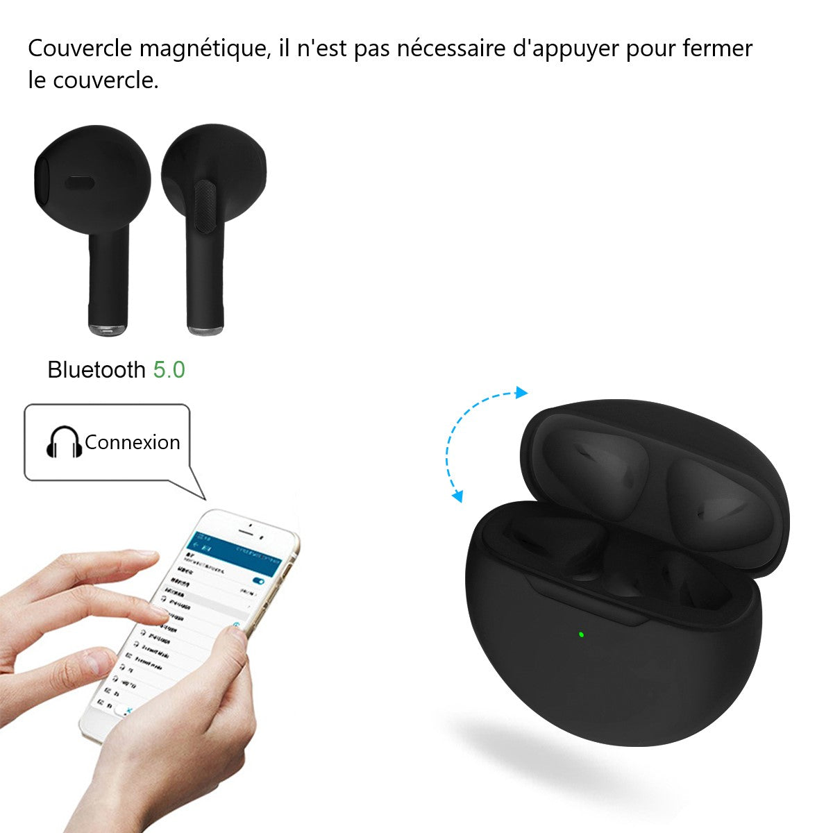 Ecouteurs Bluetooth Avec Reduction De Bruit - Noir 