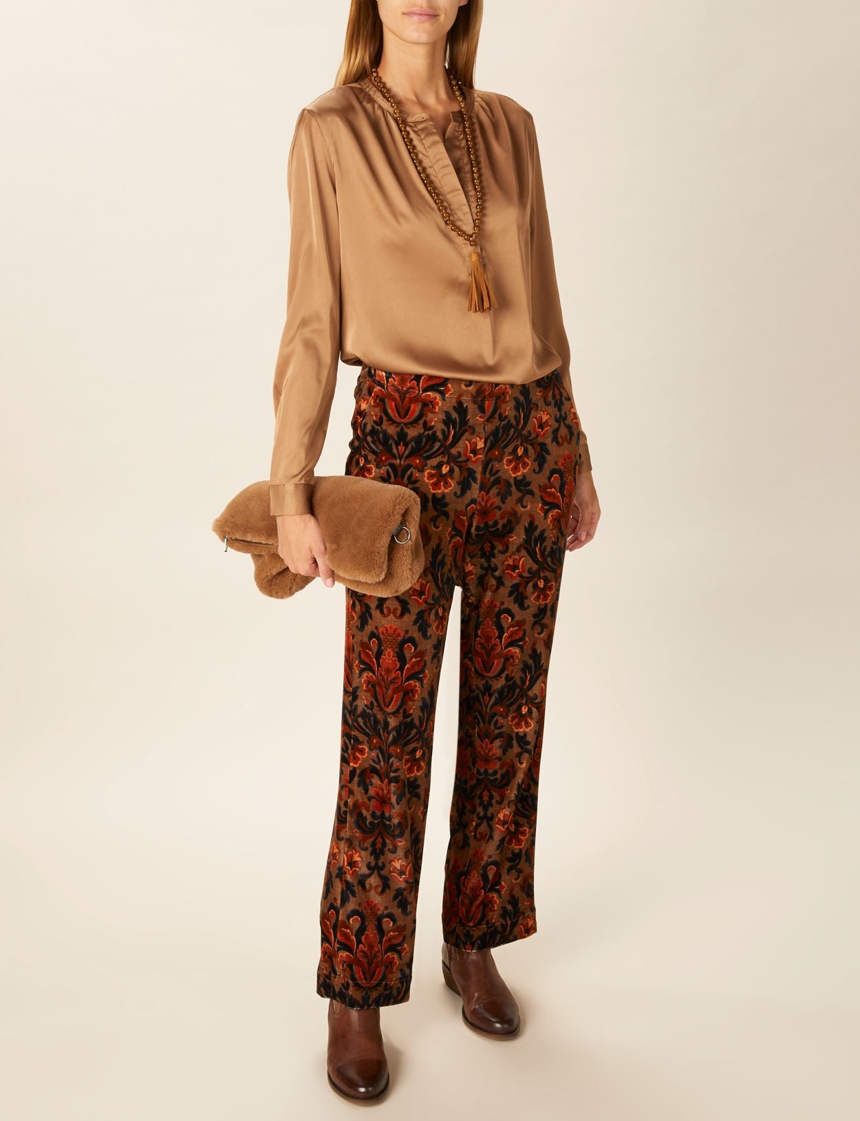 Femme Pantalon En Velours Marron Au Toucher Doux