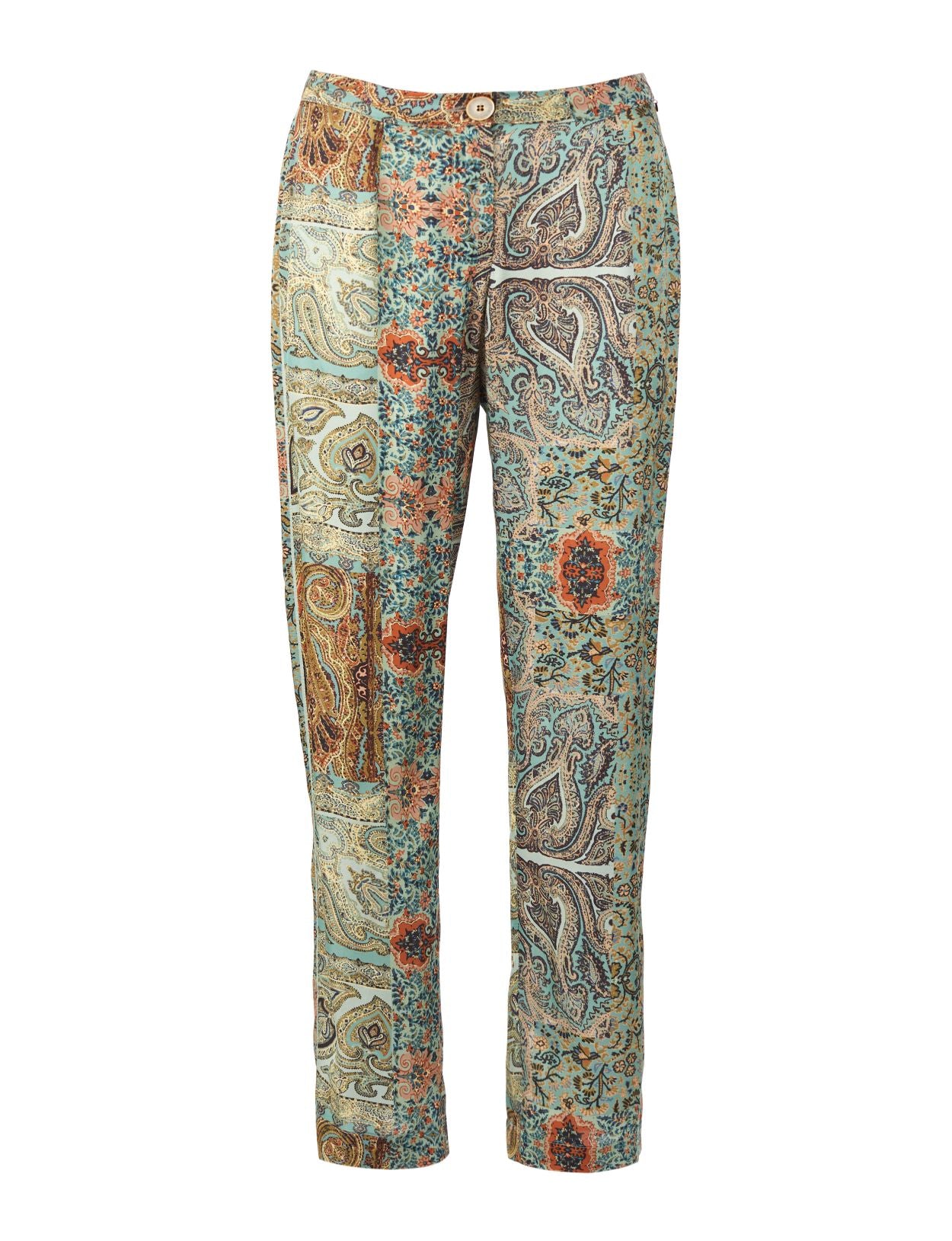 Femme Pantalon Droit En Viscose Multicolore