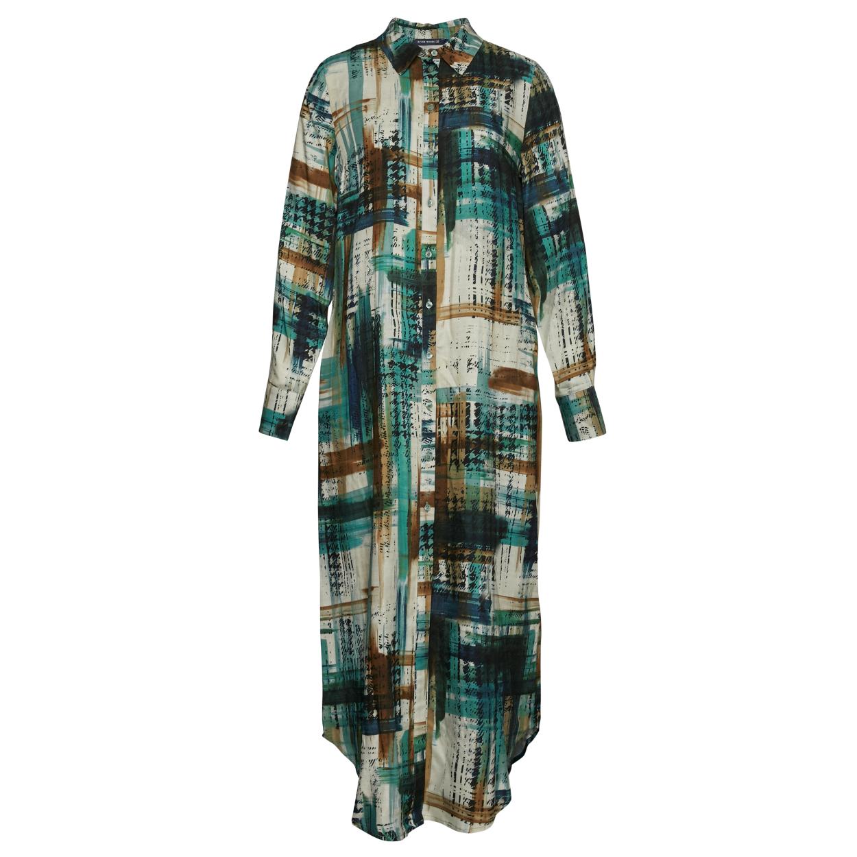 Robe-chemise longue en multicolore