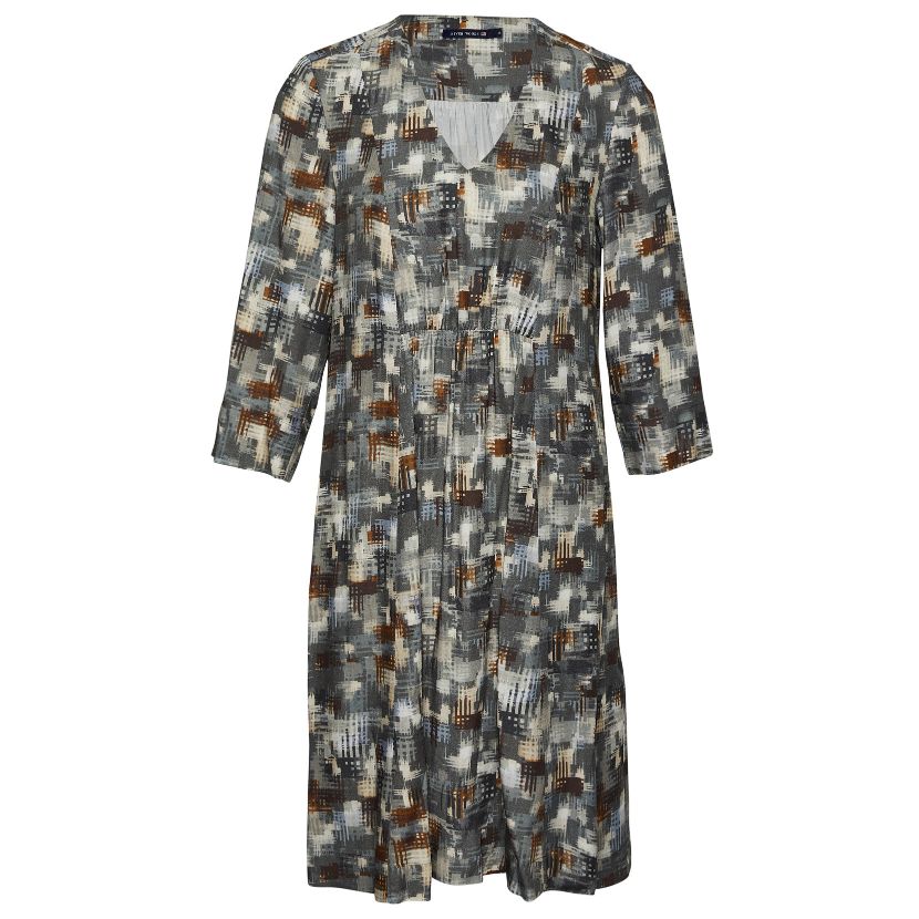 Femme Robe En Viscose À Col En V En Gris