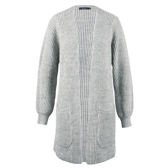 Femme Cardigan Ouvert De Longueur Genou En Gris