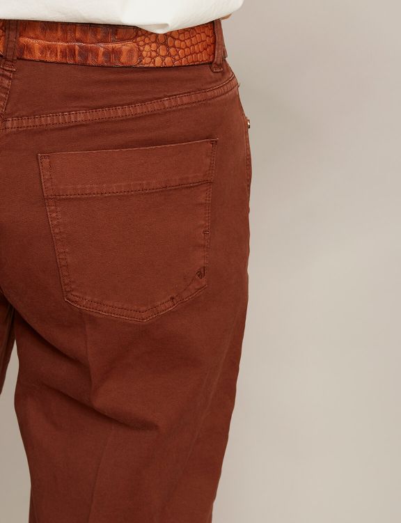 Vrouw Wijde Katoenen Cropped Broek In Het Bruin