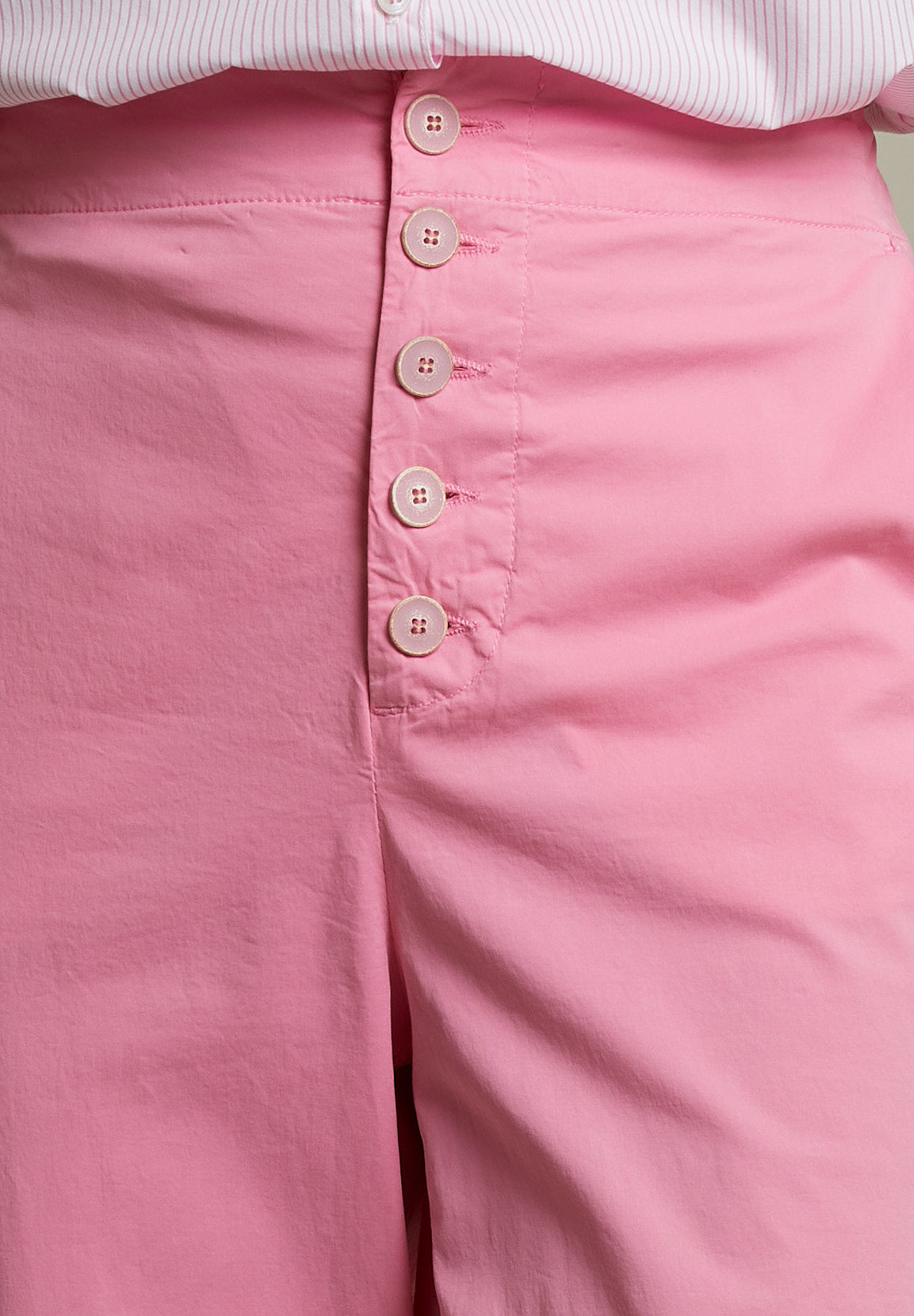 Pink Cropped Cotton Pants - Pink