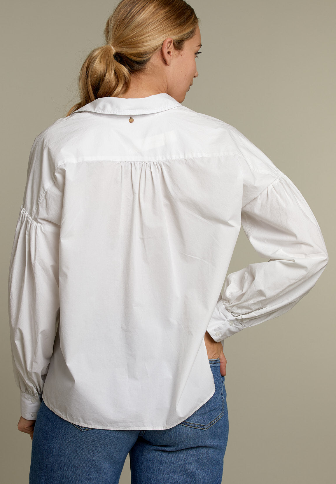 Off White Balloon Sleeves Shirt - White