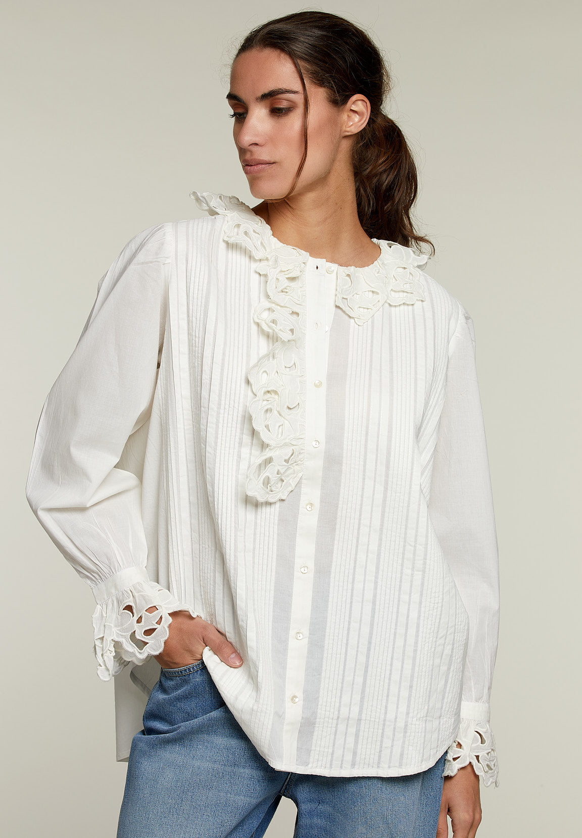 Off White Lace Shirt - White