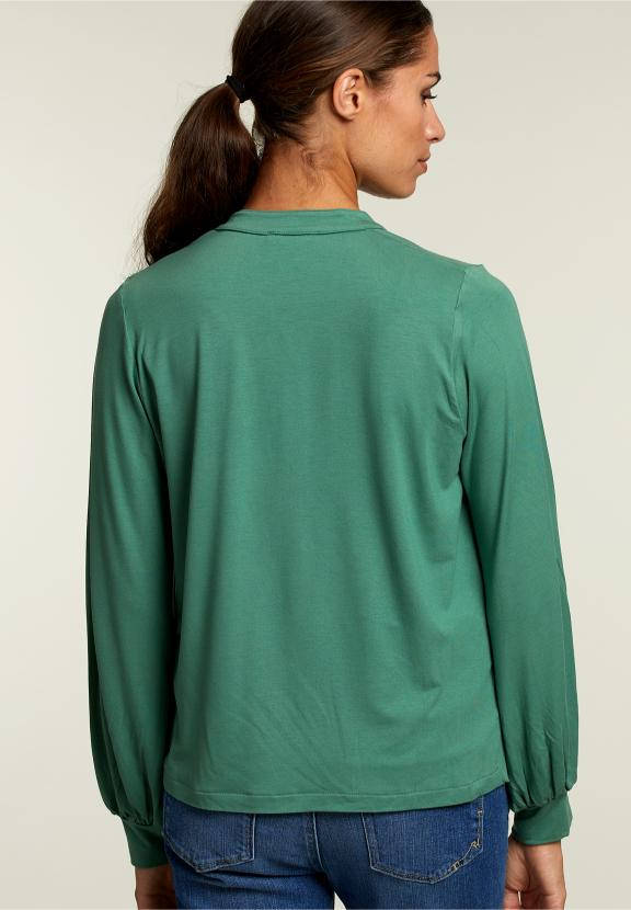 Groen V-Hals T-Shirt Met Ballonmouwen